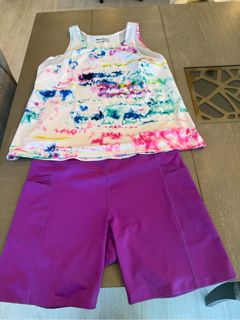 Fila Multicolor Pastel Tie-Dye Racerback Tank & Short SET